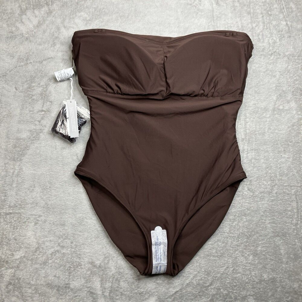 J.Crew Gemma‎ One Piece Swimsuit 18 Brown Classic Sculpt Convertible Strapless - Picture 8 of 8